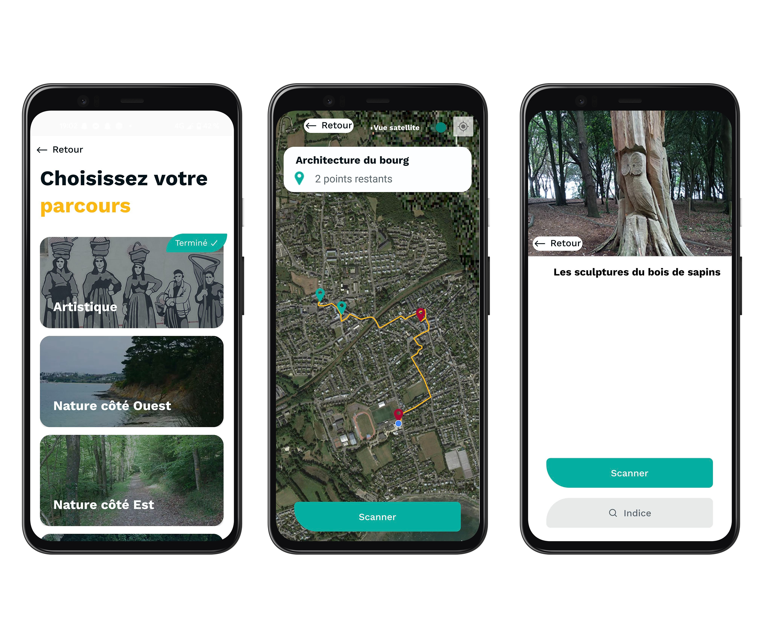 Carte des trésors dans l'application Relecq K'aching